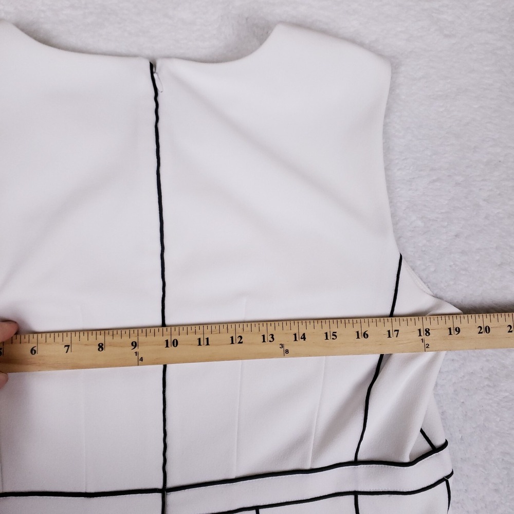 Calvin Klein Sheath Dress Sleeveless Midi Size M White Minimalist Retro Vibes - Picture 8 of 9